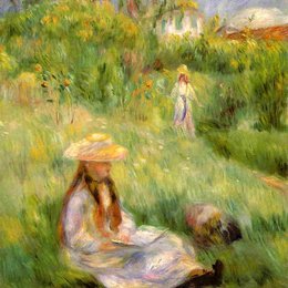 皮耶尔·奥古斯特·雷诺阿(Pierre-Auguste Renoir)高清作品:Young Girl in the Garden at Mezy