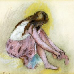《穿袜子的年轻女孩》皮耶尔·奥古斯特·雷诺阿(Pierre-Auguste Renoir)高清作品欣赏
