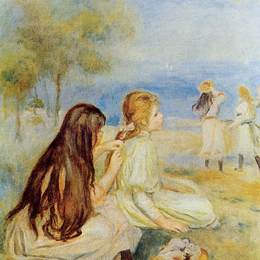 《海边的少女》皮耶尔·奥古斯特·雷诺阿(Pierre-Auguste Renoir)高清作品欣赏