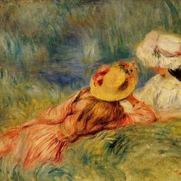 《水旁的少女》皮耶尔·奥古斯特·雷诺阿(Pierre-Auguste Renoir)高清作品欣赏