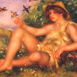 皮耶尔·奥古斯特·雷诺阿(Pierre-Auguste Renoir)高清作品:Young shepherd in repose (Alexander Thurneysson)