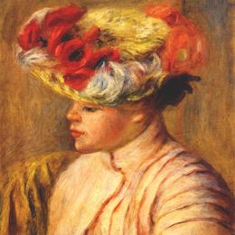 《戴花冠的年轻女子》皮耶尔·奥古斯特·雷诺阿(Pierre-Auguste Renoir)高清作品欣赏