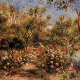 《花园里的年轻女人》皮耶尔·奥古斯特·雷诺阿(Pierre-Auguste Renoir)高清作品欣赏