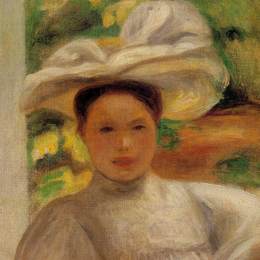 《戴帽子的年轻女子》皮耶尔·奥古斯特·雷诺阿(Pierre-Auguste Renoir)高清作品欣赏