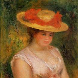 《草帽的少妇》皮耶尔·奥古斯特·雷诺阿(Pierre-Auguste Renoir)高清作品欣赏