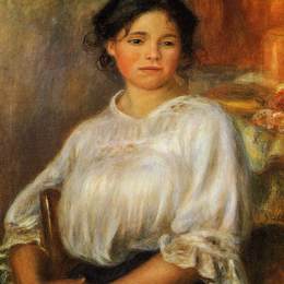 《坐着的年轻女子》皮耶尔·奥古斯特·雷诺阿(Pierre-Auguste Renoir)高清作品欣赏