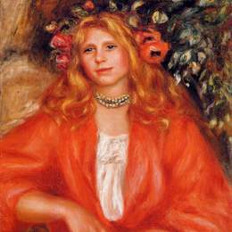 《戴花环的年轻女子》皮耶尔·奥古斯特·雷诺阿(Pierre-Auguste Renoir)高清作品欣赏