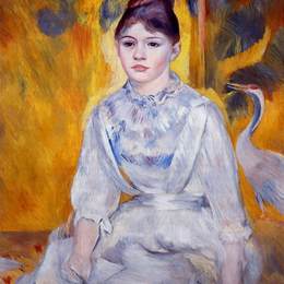 《鹤的年轻女子》皮耶尔·奥古斯特·雷诺阿(Pierre-Auguste Renoir)高清作品欣赏