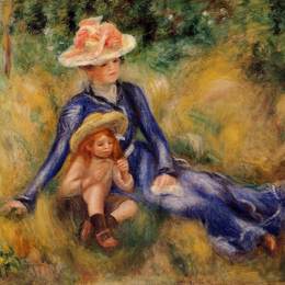 《伊冯和姬恩》皮耶尔·奥古斯特·雷诺阿(Pierre-Auguste Renoir)高清作品欣赏