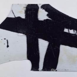 皮埃尔?苏拉热(Pierre Soulages)高清作品:Goudron sur verre 45.5 x 76.5 cm, 1948