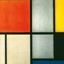 《画面3与橙色 - 红色，黄色，黑色，蓝色和灰色》皮特·蒙德里安(Piet Mondrian)高清作品欣赏