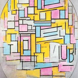 皮特·蒙德里安(Piet Mondrian)高清作品:Composition with Oval in Color Planes II