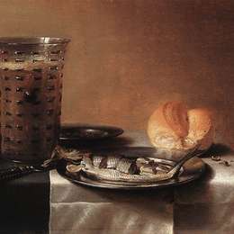 《鲱鱼的静物》彼得·克莱兹(Pieter Claesz)高清作品欣赏