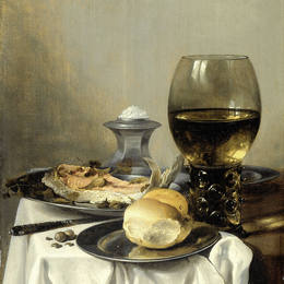 《带盐浴缸的静物》彼得·克莱兹(Pieter Claesz)高清作品欣赏