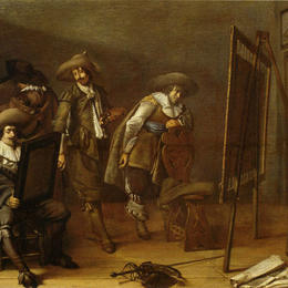 《画家工作室中的艺术爱好者》彼得·柯德(Pieter Codde)高清作品欣赏