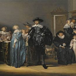 《家庭中的孪生姐妹肖像》彼得·柯德(Pieter Codde)高清作品欣赏