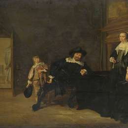 《一个男人、一个女人和一个男孩在房间里的肖像》彼得·柯德(Pieter Codde)高清作品欣赏