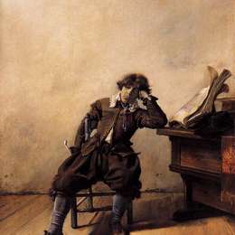 《青年学者在他的研究中。惆怅》彼得·柯德(Pieter Codde)高清作品欣赏