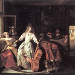 《音乐对话》皮特尔·德·胡格(Pieter de Hooch)高清作品欣赏