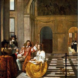 《公司制作音乐》皮特尔·德·胡格(Pieter de Hooch)高清作品欣赏