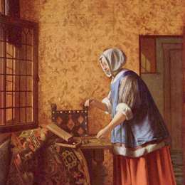 《金币女称量》皮特尔·德·胡格(Pieter de Hooch)高清作品欣赏