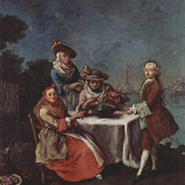 《在河口的菜园里》彼得罗·隆吉(Pietro Longhi)高清作品欣赏