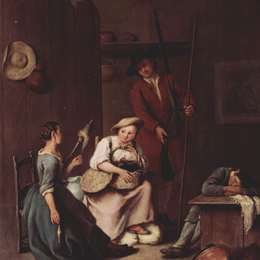《猎人和农民。》彼得罗·隆吉(Pietro Longhi)高清作品欣赏