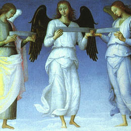 《天使（详细）》彼得罗·贝鲁吉诺(Pietro Perugino)高清作品欣赏