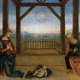 彼得罗·贝鲁吉诺(Pietro Perugino)高清作品:Pala di Corciano (Nativity)