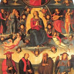 彼得罗·贝鲁吉诺(Pietro Perugino)高清作品:The Virgin enthroned, with angels and saints, Vallombrosa Al