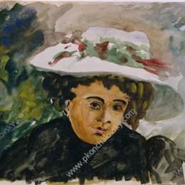 《女性肖像（Voronova）。研究。》孔科洛夫茨基(Pyotr Konchalovsky)高清作品欣赏