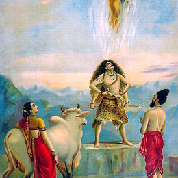 拉贾·拉维·瓦尔马(Raja Ravi Varma)高清作品:Ganga Avataran or Descent of Ganga