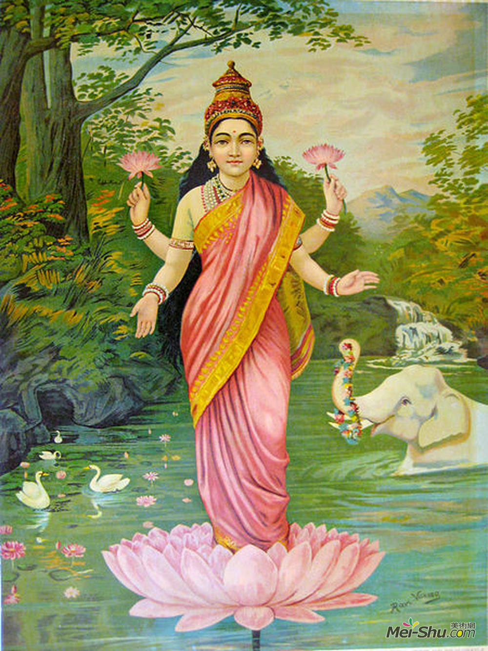 拉贾·拉维·瓦尔马(raja ravi varma)高清作品《lakshmi the