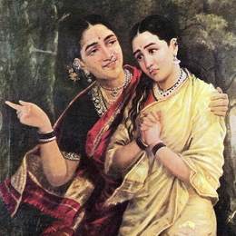 拉贾·拉维·瓦尔马(Raja Ravi Varma)高清作品:Simhika and Sairandri