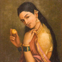 《抱果子的女人》拉贾·拉维·瓦尔马(Raja Ravi Varma)高清作品欣赏