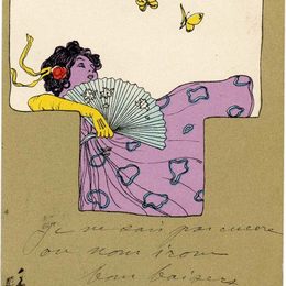 《橄榄绿环绕的女孩》拉斐尔基什内尔(Raphael Kirchner)高清作品欣赏