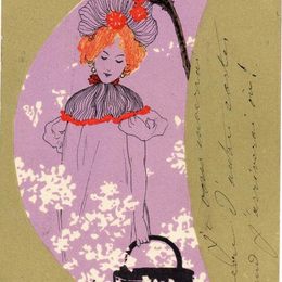 《橄榄绿环绕的女孩》拉斐尔基什内尔(Raphael Kirchner)高清作品欣赏