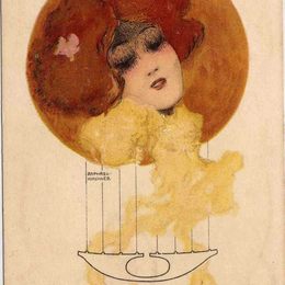 《女孩们围成一圈》拉斐尔基什内尔(Raphael Kirchner)高清作品欣赏