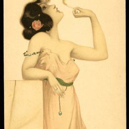 《吸烟妇女》拉斐尔基什内尔(Raphael Kirchner)高清作品欣赏