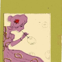 《橄榄绿环绕的女孩》拉斐尔基什内尔(Raphael Kirchner)高清作品欣赏