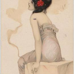 《吸烟妇女》拉斐尔基什内尔(Raphael Kirchner)高清作品欣赏