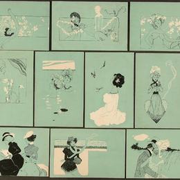 《绿松石背景图》拉斐尔基什内尔(Raphael Kirchner)高清作品欣赏