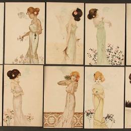 《脚上有花的女孩》拉斐尔基什内尔(Raphael Kirchner)高清作品欣赏