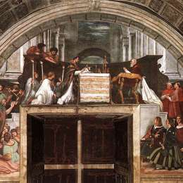 拉斐尔(Raphael)高清作品:The Mass of Bolsena, from the Stanza dellEliodor