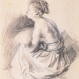 《坐着的女人，赤裸着腰》伦勃朗(Rembrandt)高清作品欣赏