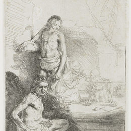 《坐着站立的年轻人（步行训练器）》伦勃朗(Rembrandt)高清作品欣赏