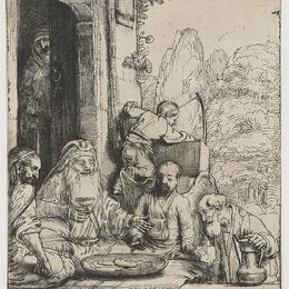 《亚伯拉罕娱乐天使》伦勃朗(Rembrandt)高清作品欣赏