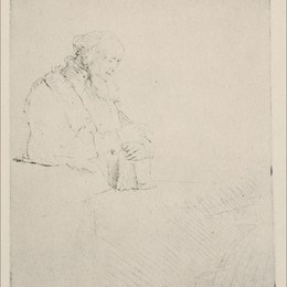 《一个老人把手放在书上》伦勃朗(Rembrandt)高清作品欣赏