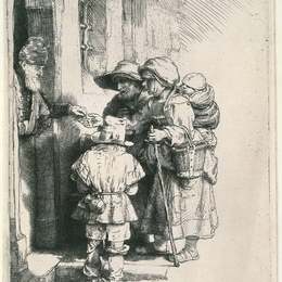 《家门口的乞丐》伦勃朗(Rembrandt)高清作品欣赏