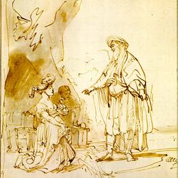 《波斯与鲁思》伦勃朗(Rembrandt)高清作品欣赏